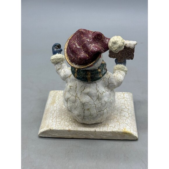 Vintage Snowman Stocking Hanger "Let It Snow" With Top Hat & Scarf Crackle READ - Picture 5 of 7